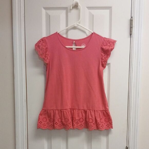 wonder nation Other - ⭐️5/$25 SALE WONDER NATION Girls' Pink Eyelet Ruffle Top Size XL (14-16)